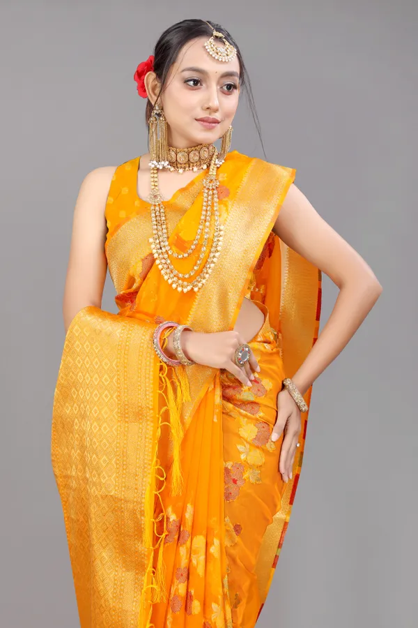 ORANGE_WOVEN_WORK_ORGANZA_SAREE